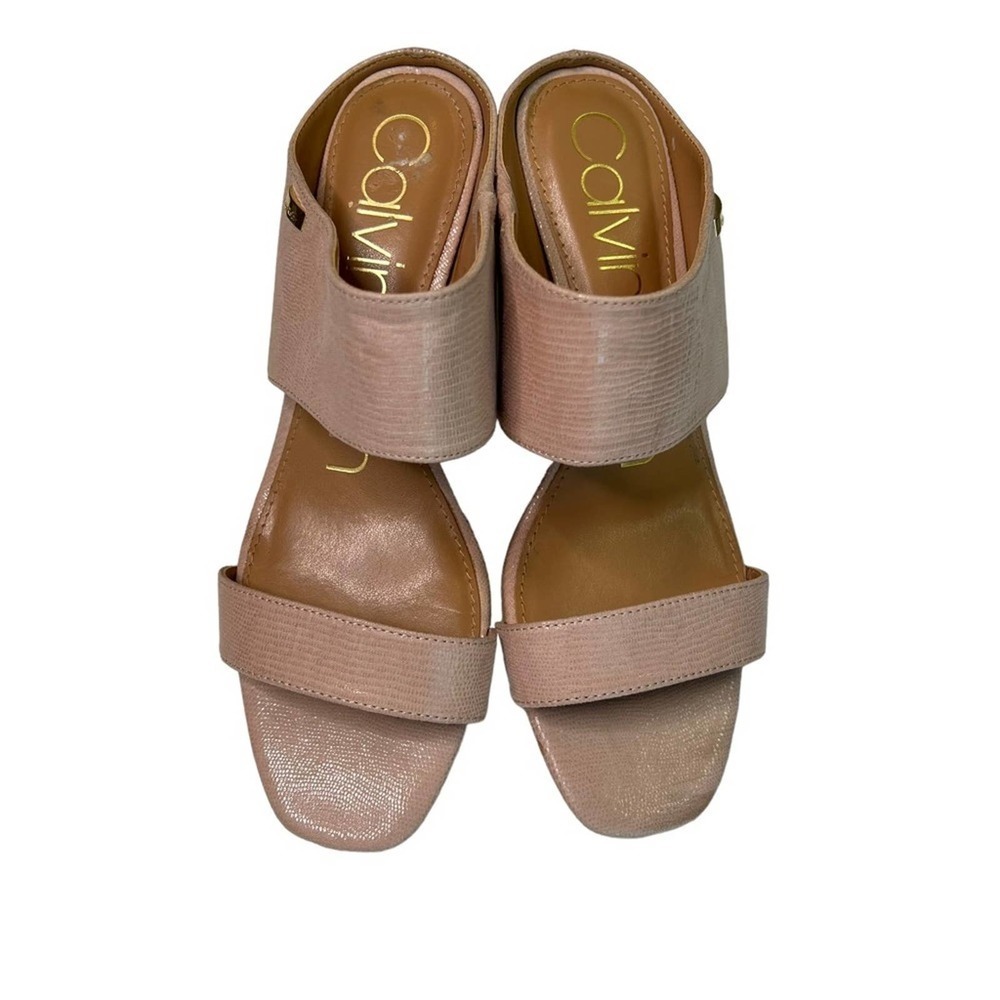 CALVIN KLEIN Cirella Women’s Nude Block Heel Dress Sandal Mule Size 9,5 #66 - Picture 10 of 11